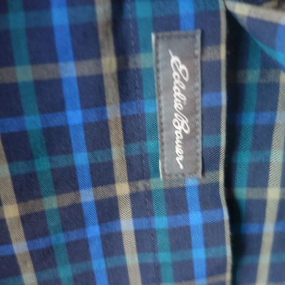 NEW Eddie Bauer On The Go Poplin Long Sleeve Shirt Travex Blue Men's Medium - Picture 4 of 6